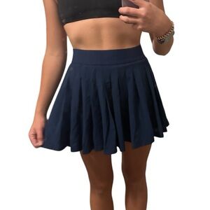 Navy Blue Pleated Athletic Tennis Mini Skort Small